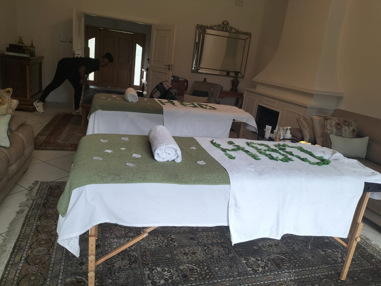 Foot spa and products setup