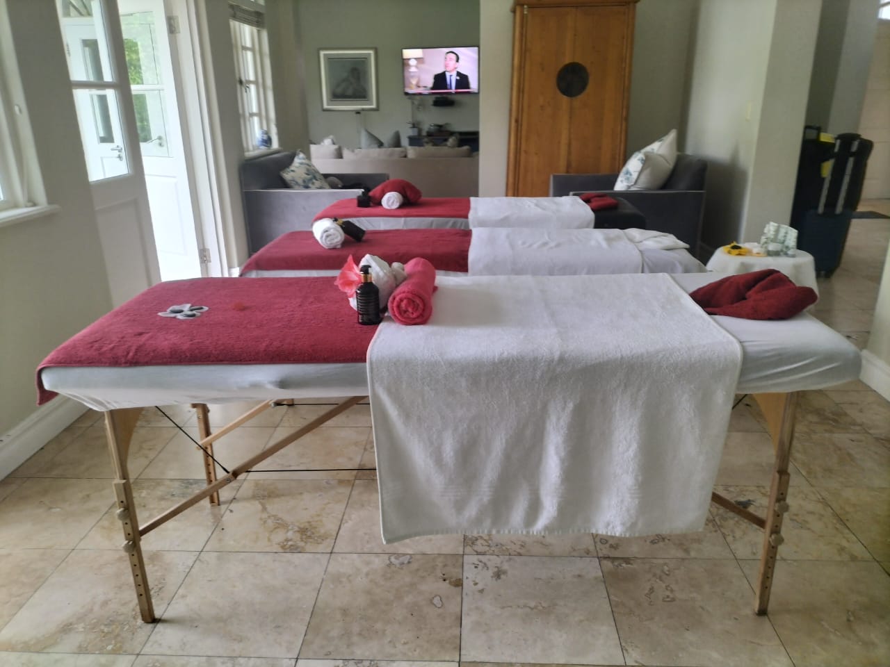 Massage bed close up with towel