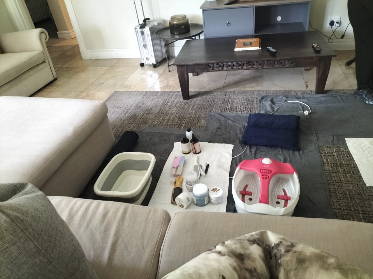 Massage beds with rose petals setup